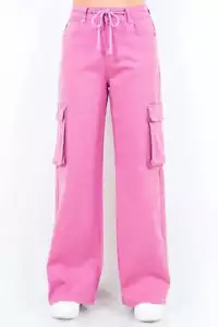 American Bazi Full Size Drawstring Wide Leg Cargo Pants Plus Size - Picture 1 of 3