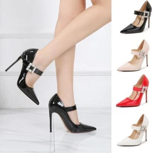 Sexy hochhackige Herren-Damenschuhe T-Riemen Lackleder Strass spitz Drag Queen - Bild 1 von 28