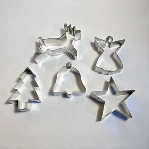 "Lote 5 cortadores de galletas de metal NAVIDAD moldes estrella ángel campana árbol reno 1"" de profundidad" - Imagen 1 de 21