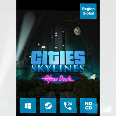 Cities Skylines After Dark Expansion DLC for PC Game Steam Key Region Free - Image 1 of 4