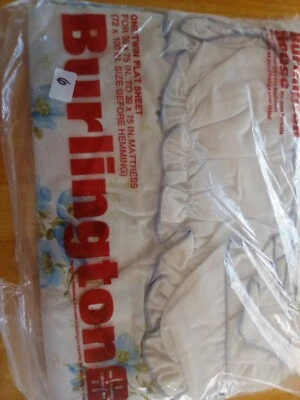 Hoja plana doble vintage Burlington House sin percal de hierro flores azules florales  Foto 1 de 4