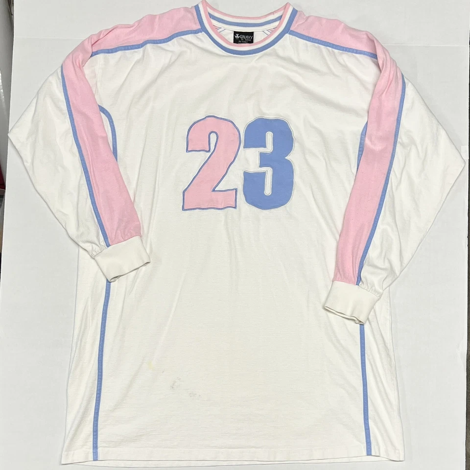 Galaxy By Harvic T Shirt Long Sleeve #23 Stitched White Blue Pink Sz 4XL SLIM - Image 1 of 4