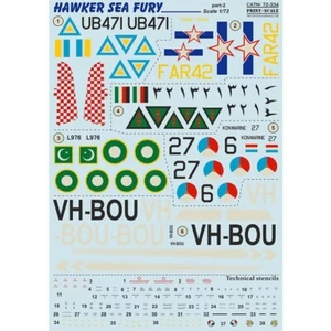 Decal Flugzeug 1:72 Hawker Sea Fury Teil 2 Wasserrutsche Decals Druck Maßstab 72-334 - Bild 1 von 24