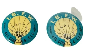 2 Vintage Brotherhood Of Electrical Workers 1” Pin Back Button - Picture 1 of 4