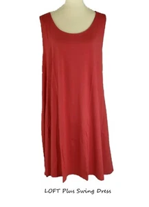 LOFT Mujeres Plus Rojo Nudo Espalda Sin mangas Corredor Espalda Swing Vestido 20/22_24/26 Nuevo con etiquetas - Imagen 1 de 11