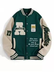 Porsche vintage style Leather Wool Letterman Bomber Varsity Jacket embroidery - Picture 1 of 1
