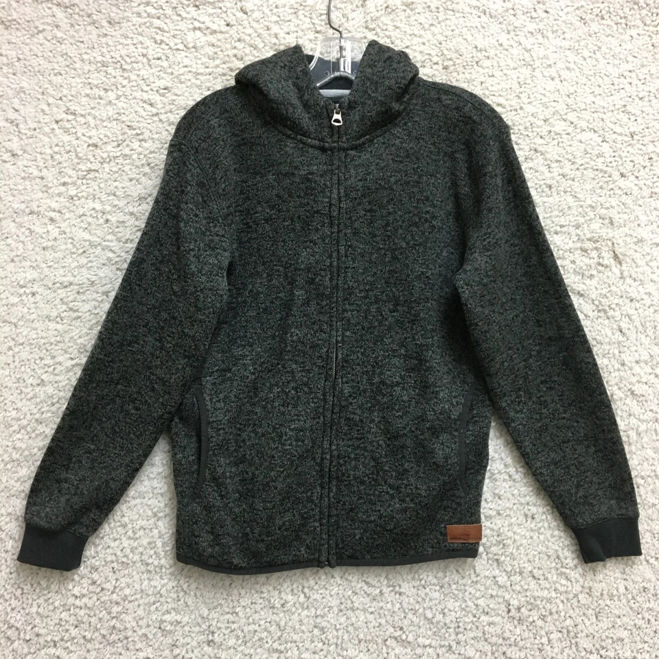Suéter Quiksilver grande juvenil cinza zíper completo com capuz bolso de lã roupa de surf menino G - Imagem 1 de 4