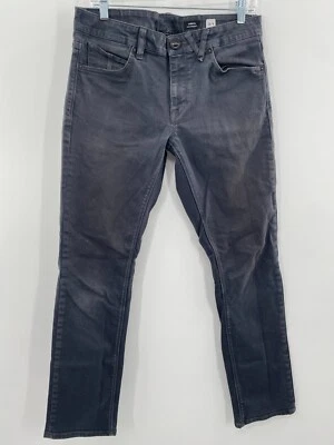Volcom Vorta Slim Straight Jeans Men's 31 Gray Denim Zip Fly Mid Rise Dark Wash - Image 1 of 4