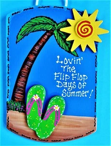 FLIP FLOPS Days of Summer SIGN Deck Pool Tiki Bar Backyard Hot Tub Plaque Decor - Picture 1 of 1