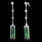 Emerald silver earrings 53mm dangle drop cz sterling silver 925 elegant new 478