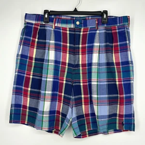 Pantalones Cortos Polo Ralph Lauren Para Hombres Talla 40 Plisados Multicolor Madras Cuadros Hechos en EE. UU. - Imagen 1 de 10