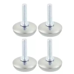 M8 8mm Thread Dia Round Base Metal Screw On Adjustable Levelling Feet Glide 4pcs - Picture 1 of 7