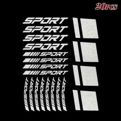20pcs Reflective Vinyl Car Wheel Rim Stickers, Sporty Geometric Patterns - Image 1 of 4