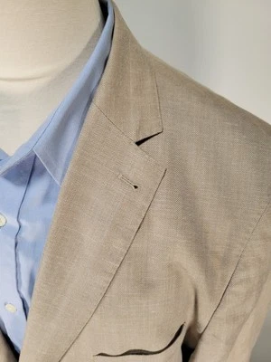 Peter Millar Wool Silk Linen Beige 48 S XXL 2XL Sport Coat Unlined - Image 1 of 4