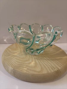 Vintage Mikasa Germany Glass  Mint Green Swirl Dish Candy Nuts-5 Inch - Picture 1 of 5