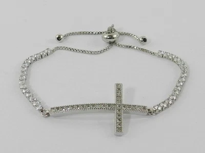 Pulsera Bolo Deslizante Ajustable Cruz Circonita Cúbica Macy's en Placa de Plata Foto 1 de 3