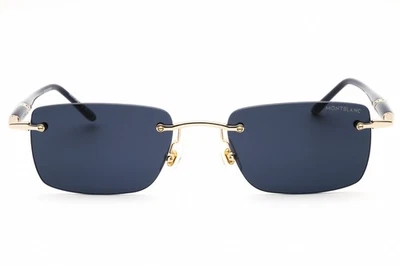 NEW Montblanc MB0344S 003 Sunglasses Gold Rimless Frame Blue Lens 50-20-150 - Image 1 of 2