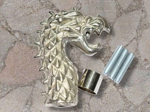 Handgefertigter antiker Gehstockgriff Drache Silbergriff - Bild 1 von 8