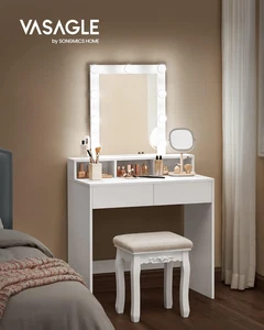 Modern Vanity Dressing Table with LED Mirror & Drawers Makeup Desk Bedroom UK - Picture 1 of 15