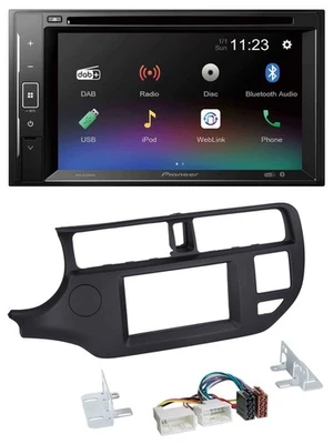 Pioneer Bluetooth MP3 USB 2DIN DAB DVD Autoradio für Kia Rio 11-14 UB schwarz - Bild 1 von 4