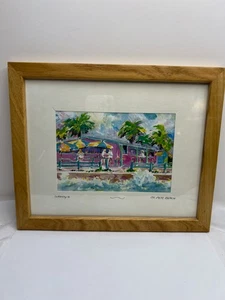 Watercolor Hand Painted Signed Scene "Woody's" St. Pete's Beach - Picture 1 of 7