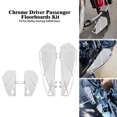 Chrome Floorboards Driver Footboards Passenger Foot Peg For Harley Street Glide - Image 1 of 4
