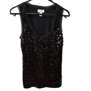 Ann Taylor Loft Damen schwarz Pailletten ärmellos U-Ausschnitt Tank Top Größe Medium - Bild 1 von 6