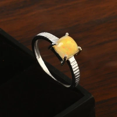 Anillo de ópalo amarillo de alta calidad más vendido hecho a mano joyería regalo para ella J-611 Foto 1 de 2