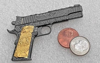 2024 2 oz .999 Fine Silver .45 Pistol Coin Black Gilded Gold Ltd./1000 NIB w/COA - Image 1 of 4