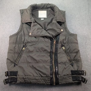 MAURICES Quilted Vest Olive Green Faux Leather Trim Women's Size Large No Fur - Picture 1 of 14