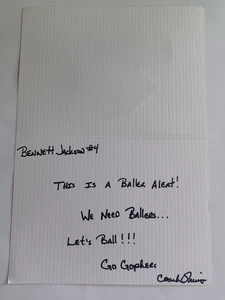 Derek Lewis Signed Note Card to Bennett Jackson - Minnesota Golden Gophers FB - Picture 1 of 2