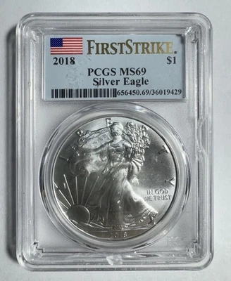2018 $1 American Silver Eagle PCGS MS69 - Image 1 of 2