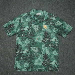 Baylor Bears Shirt Men Small Green Tommy Bahama Floral Hawaiian Camp Silk Button - Picture 1 of 8