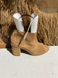 TACONES DE BOTA UGG GINGER CASTAÑO GAMUZA PEEP TOE, TALLA 8 PARA MUJER EE. UU. 1019996 - Imagen 1 de 8