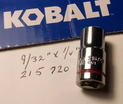 Kobalt 9/32" x 1/4" Dr Standard Chrome Socket 12 Pt  # 215720 Free Shipping - Image 1 of 4