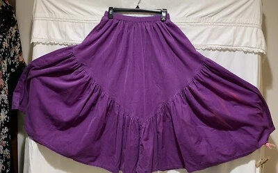 ❤️Винтажная фиолетовая вельветовая миди-юбка GENE EWING BIS 80-х с калифорнийской талией 26 дюймов - Изображение 1 из 4