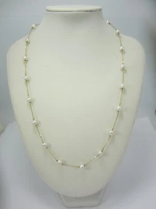 SCHÖNE DAMEN 14K GELBGOLD PETER BRAMS PERLE (17") KETTE HALSKETTE 4,8G - Bild 1 von 7