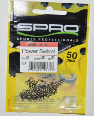 spro power swivel  size 10  35lb test   50 per pack   spsb-10-50 - Image 1 of 2