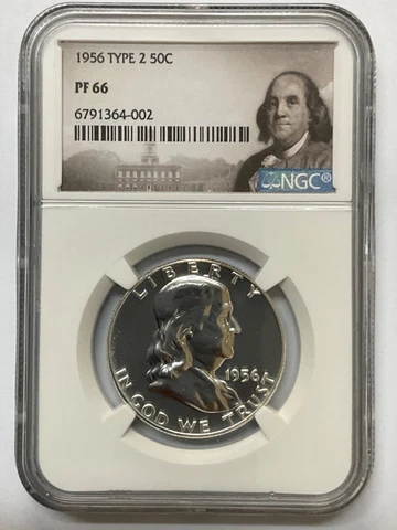 1956 FRANKLIN HALF DOLLAR 50C TYPE 2 NGC PF 66 6791364-002 Cover