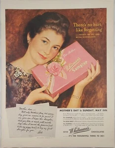 Caramelo de chocolate Whitmans 1941 anuncio vintage 14 x 10 no hay dolor como olvidar - Imagen 1 de 1
