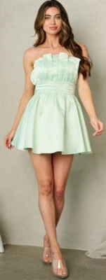 Klesis Mint Green Satin Tube Minidress Foto 1 de 4
