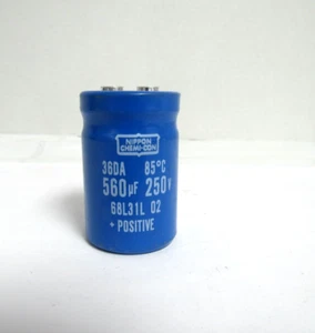 NIPPON CHEMI-CON 36DA 85c 560uF 250V 68L31L 02 POSITIVE - Picture 1 of 4