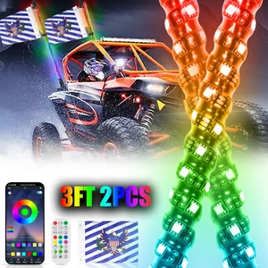 Aaiwa LED Whip Light 2PCS 3FT RGB Antenna Light with Flag Remote App ATV UTV RZR - Bild 1 von 11