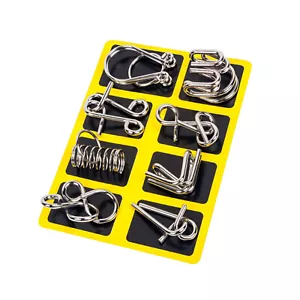 8pcs Metal Crafts Chinese Ring Puzzle IQ Brain Teaser Kid Adult Educational Toys - Picture 1 of 13