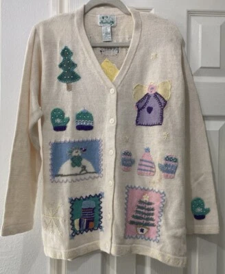 Quacker Factory Holiday  Cardigan Sweater Size Medium Christmas Winter (Read) - Image 1 of 4