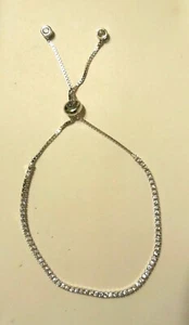 Sterling Silver CZ Tennis Sliding Bracelet Bolo Adjustable in GIFT Box New - Picture 1 of 1