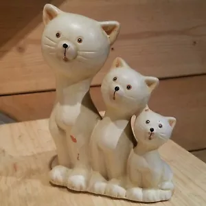 Statuetta statuetta porcellana vintage madre gatto e due gattini gatti - fienile swanky - Foto 1 di 12