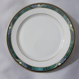 Lenox Kelly Green Plate 6 1/2" Dessert Plate Green Blue Purple Band Gold Trim - Picture 1 of 4