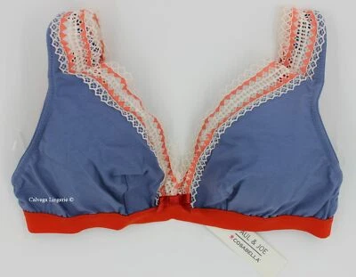 NWT Cosabella CHART1301 "Charlotte" Cotton Bralette, Blue / Orange, S, Italy - Image 1 of 4