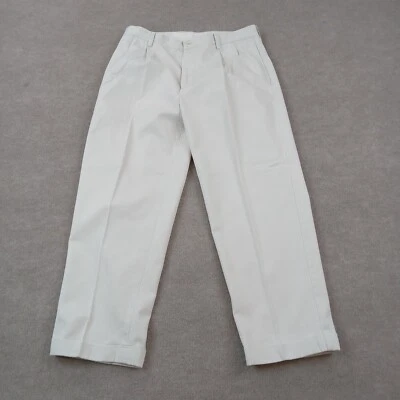 Antiga Calça Náutica Masculina 36x30 (36x29 real) Bege Plissada Chino Reta Casual - Imagem 1 de 4